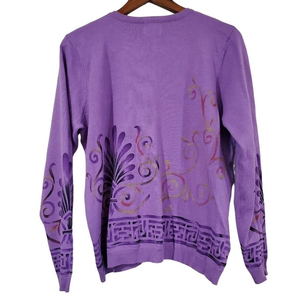 Hearts Of Palm Cardigan Womens Size Large Purple Button Up Sweater Soft Y2K - Picture 2 of 9
